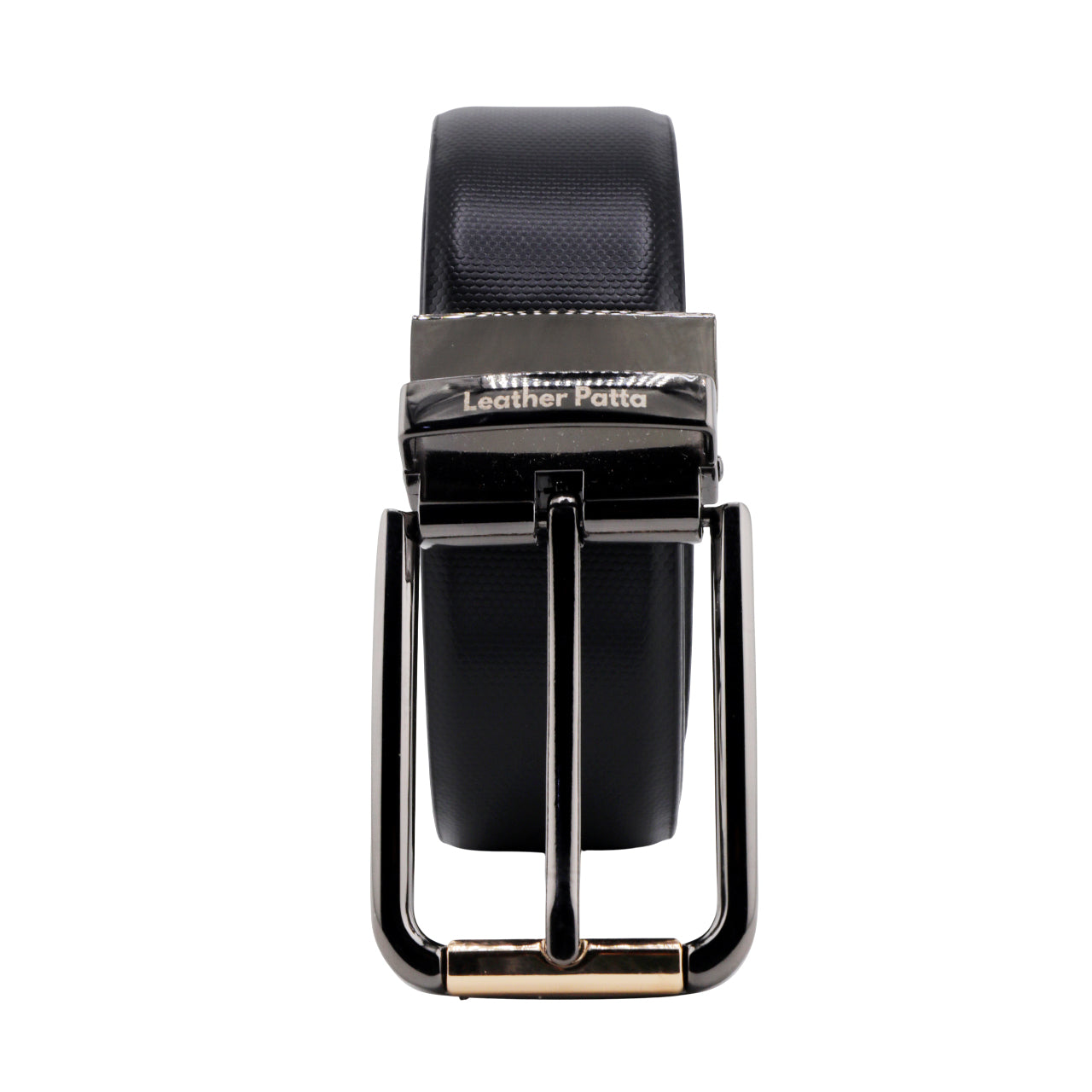 The Alpha Duo – Leather Patta Men’s Reversible Genuine Leather Belt | Textured | Black & Brown | Chrome Buckle