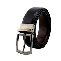 The Corporate Essential – Formal Men’s Reversible Textured Leather Belt | Black & Brown | Lightweight Chrome Buckle | Leather Patta