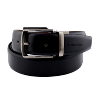 The Corporate Essential – Formal Men’s Reversible Textured Leather Belt | Black & Brown | Lightweight Chrome Buckle | Leather Patta