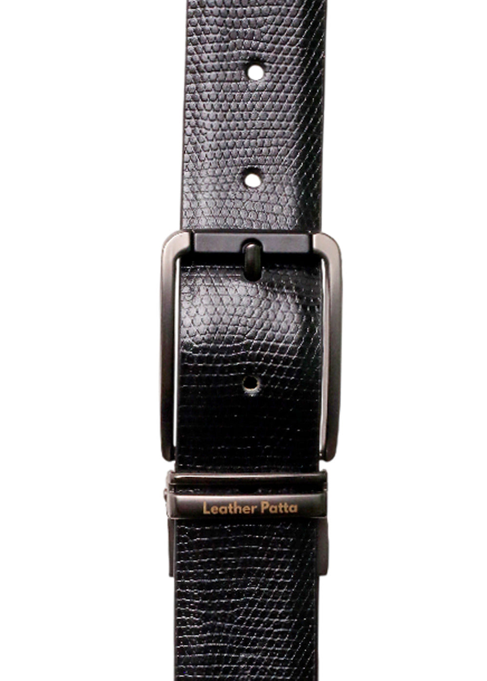 The Prestige Reversible – Men’s Textured Leather Belt | Black & Brown | Premium Chrome Buckle | Leather Patta