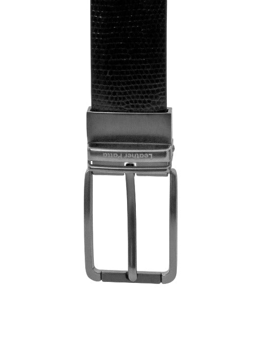 The Prestige Reversible – Men’s Textured Leather Belt | Black & Brown | Premium Chrome Buckle | Leather Patta