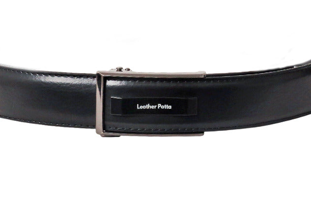 Leather Patta Men's Black Genuine Leather Auto-Lock Belt – Classic Finish