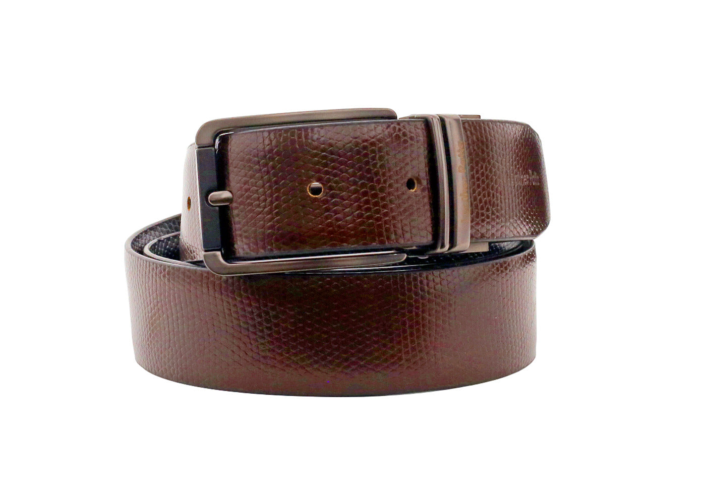 The Prestige Reversible – Men’s Textured Leather Belt | Black & Brown | Premium Chrome Buckle | Leather Patta