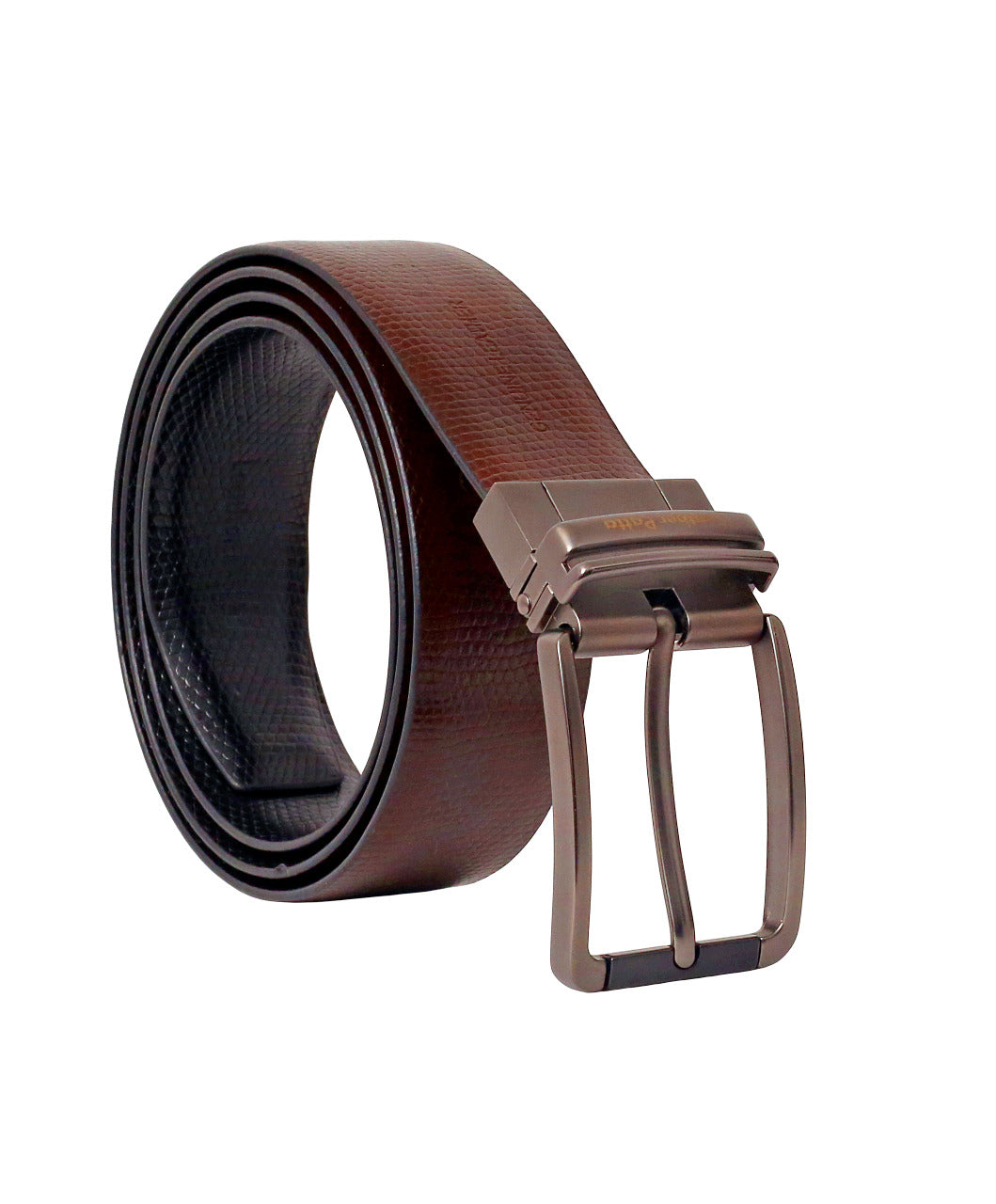 The Prestige Reversible – Men’s Textured Leather Belt | Black & Brown | Premium Chrome Buckle | Leather Patta