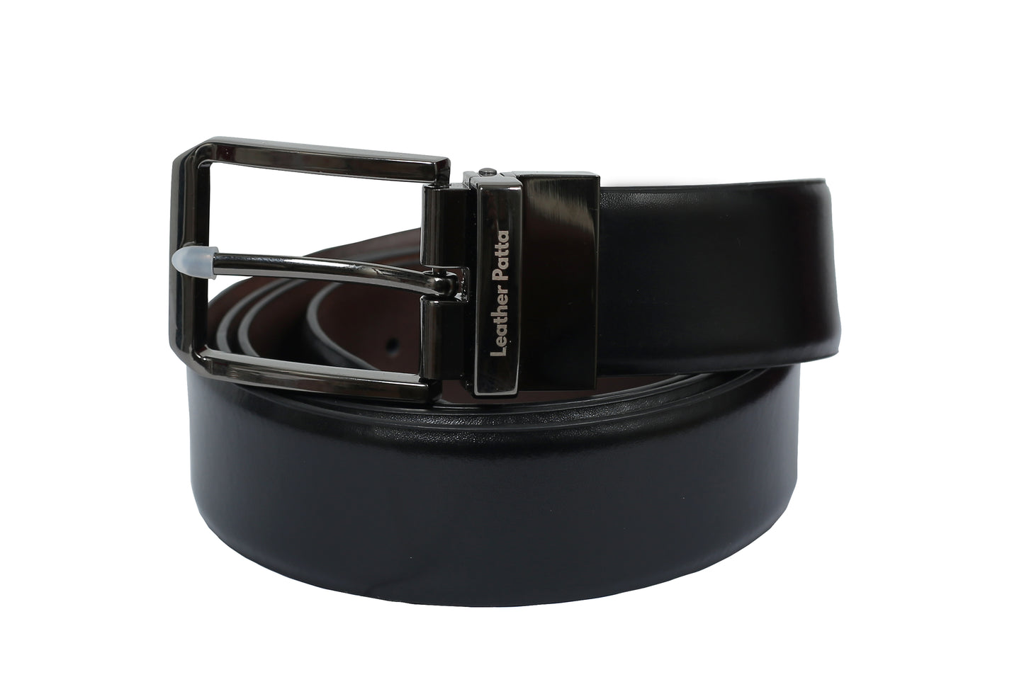 The Executive Reversible – Men’s Premium Textured Leather Belt | Black & Brown | Chrome Buckle | Leather Patta