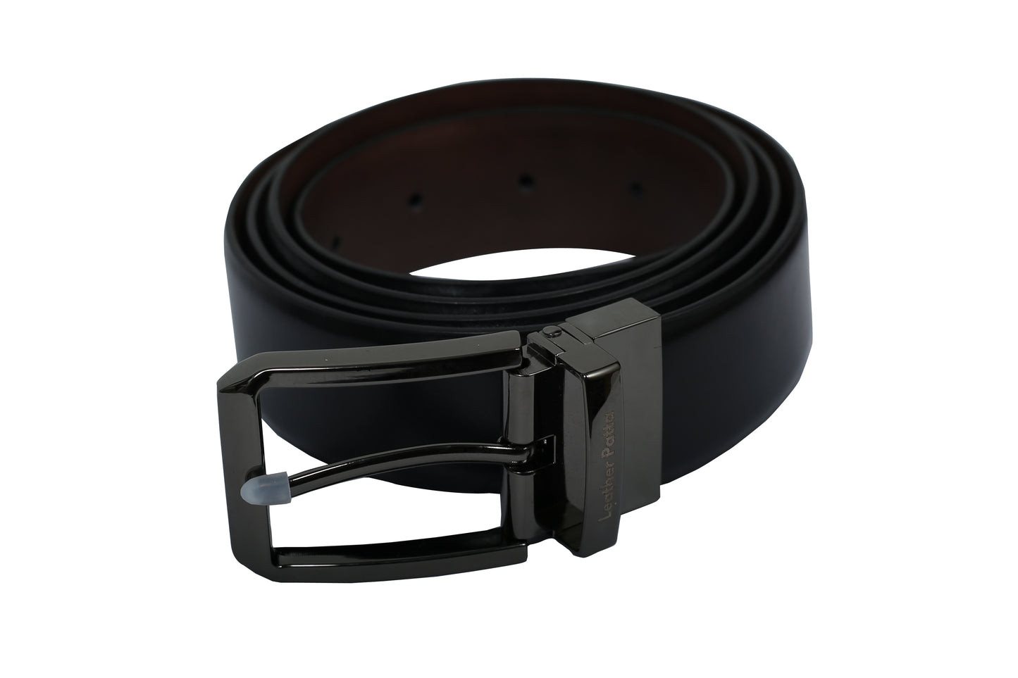 The Executive Reversible – Men’s Premium Textured Leather Belt | Black & Brown | Chrome Buckle | Leather Patta